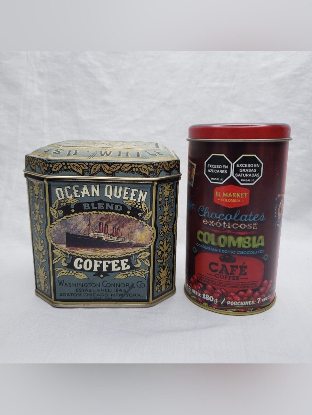 Two Decorative Coffee Tins